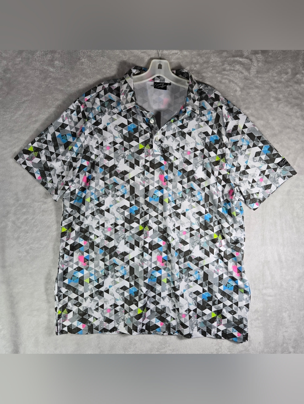 Sunday Swagger Performance Polo Shirt Mens Size Extra Large XL Geometric Gray